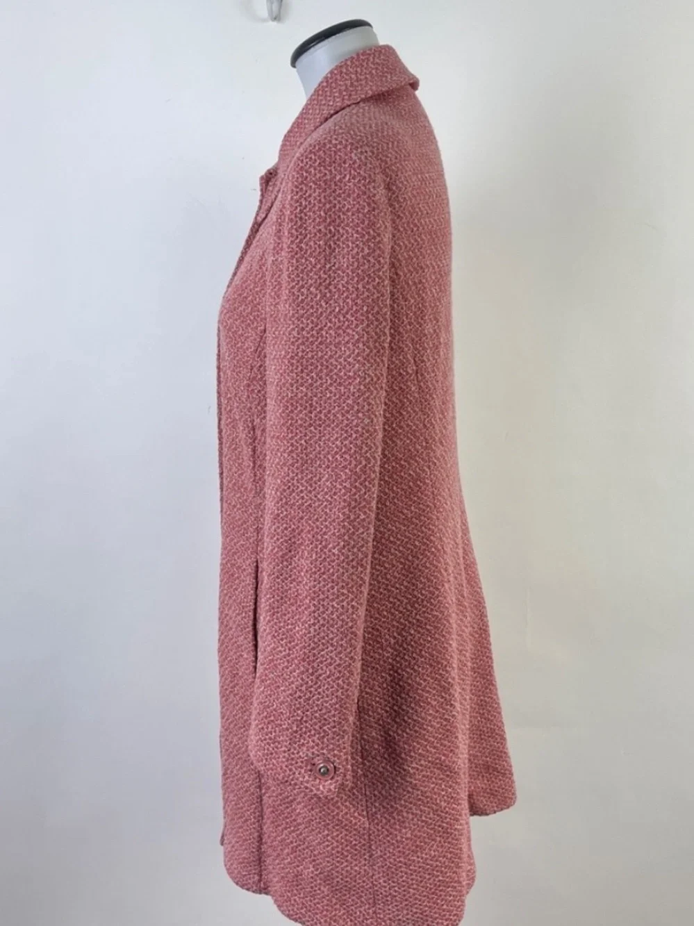 St. John Rose Tweed Button-Front Coat